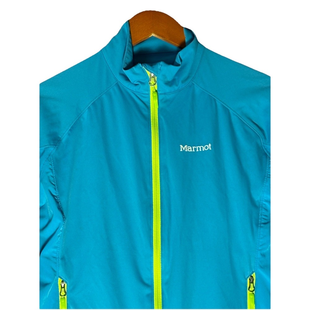 Marmot Tempo Windbreaker Jacket Women's S Blue Neon Yellow Zip‎ Up Hiking - Picture 5 of 8
